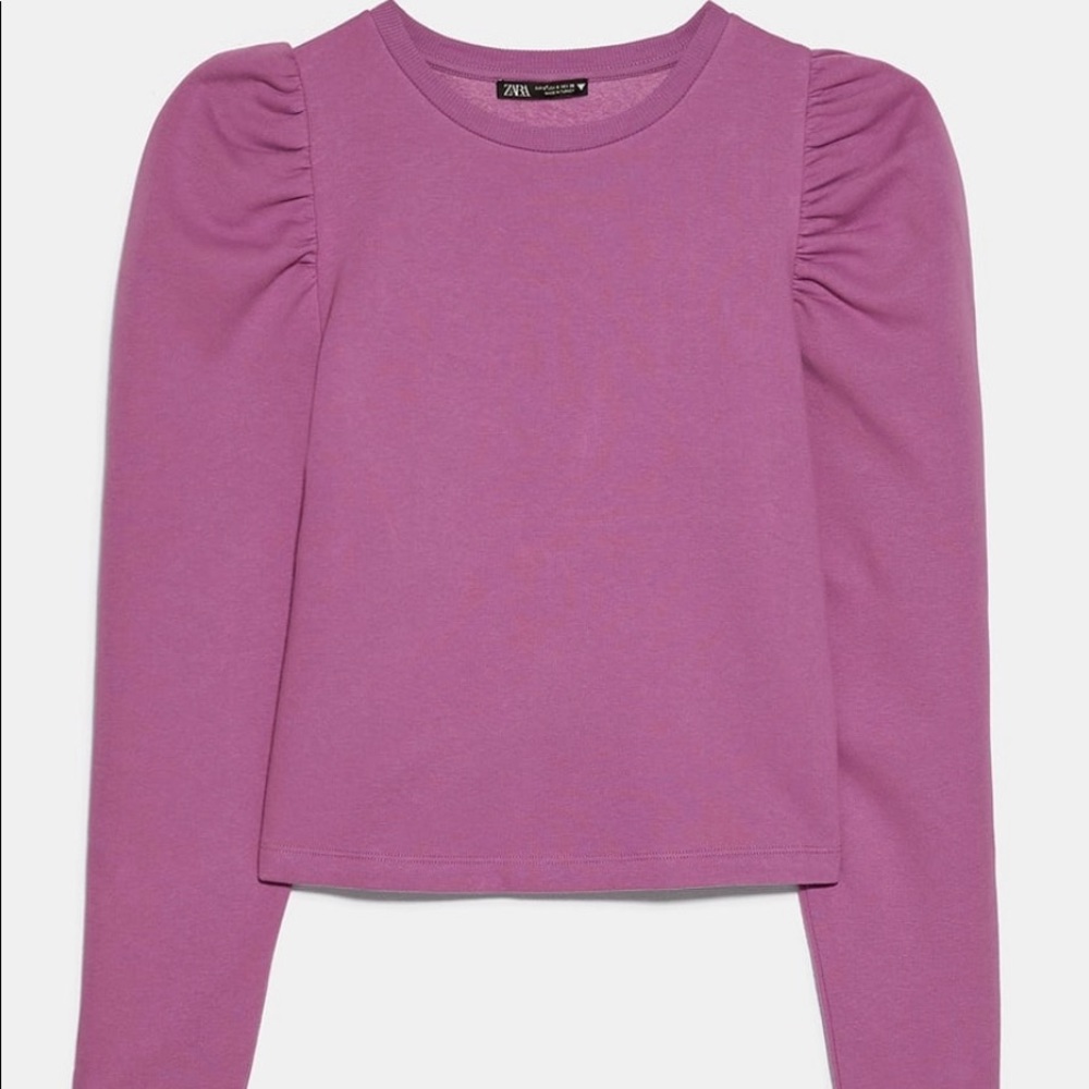NEW LILAC BALLOON SLEEVE SWEATSHIRT, S - Zara